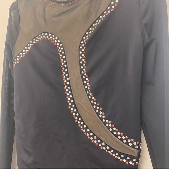 WEISSMAN Ivy Sky Dance Costume black Crystal Asymmetrical Leotard MT11574 MA - Picture 4 of 12